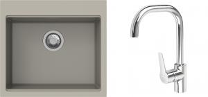 K-StrongSinks S3 Set drez Ipel 560x510mm granit béžový + Batéria Garonne chróm