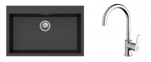 K-StrongSinks S3 Set drez Ipel 780x510mm granit čierny + Batéria Rhona chróm