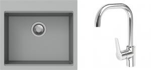 K-StrongSinks S3 Set drez Ipel 560x510mm granit šedý + Batéria Garonne chróm