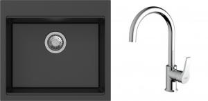 K-StrongSinks S3 Set drez Ipel 560x510mm granit čierny + Batéria Rhona chróm