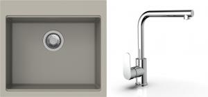 K-StrongSinks S3 Set drez Ipel 560x510mm granit béžový + Batéria  Stréva chróm
