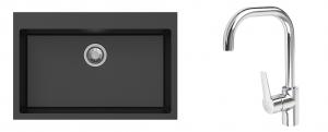 K-StrongSinks S3 Set drez Ipel 780x510mm granit čierny + Batéria Garonne chróm