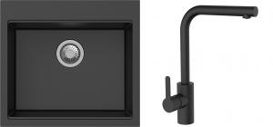 K-StrongSinks S3 Set drez Ipel 560x510mm granit čierny + Batéria Ipoly čierna