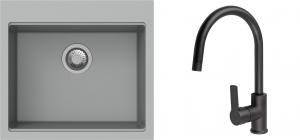 K-StrongSinks S3 Set drez Ipel 560x510mm granit šedý + Batéria Loira čierna