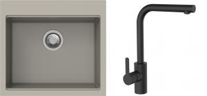 K-StrongSinks S3 Set drez Ipel 560x510mm granit béžový + Batéria Ipoly čierna