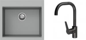 K-StrongSinks S3 Set drez Ipel 560x510mm granit šedý + Batéria Garonne čierna