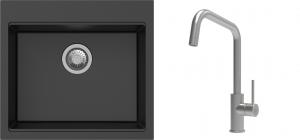 K-StrongSinks S3 Set drez Ipel 560x510mm granit čierny + Batéria Arda nerez