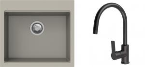 K-StrongSinks S3 Set drez Ipel 560x510mm granit béžový + Batéria Loira čierna
