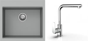 K-StrongSinks S3 Set drez Ipel 560x510mm granit šedý + Batéria  Stréva chróm
