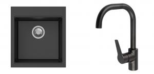 K-StrongSinks S3 Set drez Ipel 460x510mm granit čierny + Batéria Garonne čierna