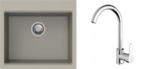 K-StrongSinks S3 Set drez Ipel 560x510mm granit béžový + Batéria Seina chróm