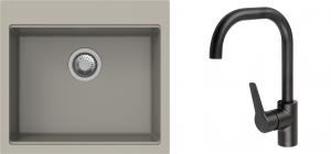 K-StrongSinks S3 Set drez Ipel 560x510mm granit béžový + Batéria Garonne čierna