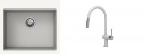 K-StrongSinks S3 Set drez Ipel 560x510mm granit biely + Batéria Neris biela