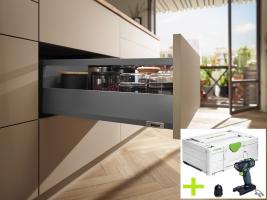 K-BLUM set Merivobox 500mm/40kg Orion šedá OG-M vrut + FESTOOL TXS 18 Basic