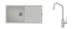 K-StrongSinks S3 Set drez Labe 1000x500mm granit biely + Batéria Arda bílá