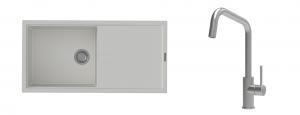 K-StrongSinks S3 Set drez Labe 1000x500mm granit biely + Batéria Arda nerez