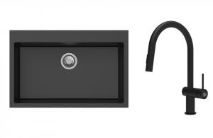 K-StrongSinks S3 Set drez Ipel 780x510mm granit čierny + Batéria Neris čierna