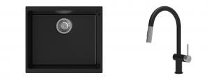 K-StrongSinks S3 Set drez Hron 530x460mm granit čierna + Batéria Neris čierna