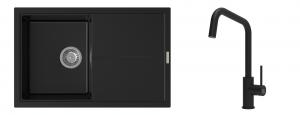 K-StrongSinks S3 Set drez Labe 780x500mm granit čierna + Batéria  Arda čierna