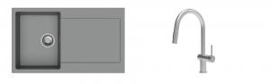 K-StrongSinks S3 Set drez Zala 860x500mm granit šedý + Batéria Neris nerez