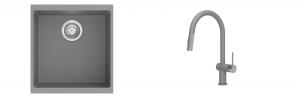 K-StrongSinks S3 Set drez Hron 430x460mm granit šedý + Batéria Neris šedá