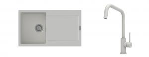 K-StrongSinks S3 Set drez Zala 860x500mm granit biely + Batéria Arda bílá