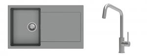 K-StrongSinks S3 Set drez Zala 860x500mm granit šedý + Batéria Arda nerez