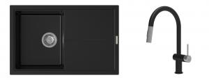K-StrongSinks S3 Set drez Labe 780x500mm granit čierna + Batéria Neris čierna