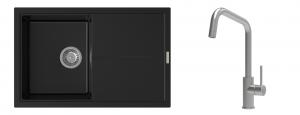 K-StrongSinks S3 Set drez Labe 780x500mm granit čierna + Batéria Arda nerez