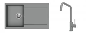 K-StrongSinks S3 Set drez Zala 860x500mm granit šedý + Batéria Arda šedá