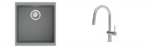 K-StrongSinks S3 Set drez Hron 430x460mm granit šedý + Batéria Neris nerez