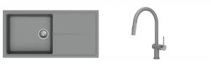 K-StrongSinks S3 Set drez Labe 1000x500mm granit šedý + Batéria Neris šedá