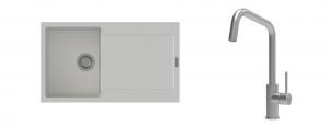 K-StrongSinks S3 Set drez Zala 860x500mm granit biely + Batéria Arda nerez