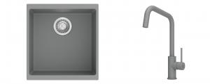 K-StrongSinks S3 Set drez Hron 430x460mm granit šedý + Batéria Arda šedá