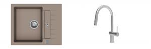 K-StrongSinks S3 Set drez Vardar 615x500mm granit béžový + Batéria Neris nerez