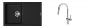 K-StrongSinks S3 Set drez Labe 780x500mm granit čierna + Batéria Neris nerez