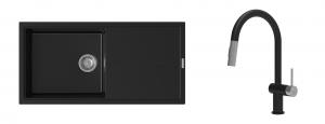 K-StrongSinks S3 Set drez Labe 1000x500mm granit čierna + Batéria Neris čierna