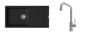 K-StrongSinks S3 Set drez Labe 1000x500mm granit čierna + Batéria Arda nerez