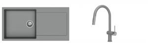 K-StrongSinks S3 Set drez Zala 1000x500mm granit šedý + Batéria Neris šedá