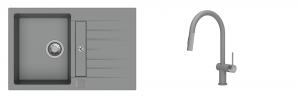 K-StrongSinks S3 Set drez Vardar 780x500mm granit šedý + Batéria Neris šedá