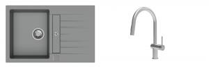 K-StrongSinks S3 Set drez Vardar 780x500mm granit šedý + Batéria Neris nerez