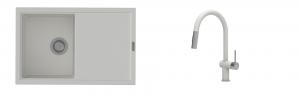 K-StrongSinks S3 Set drez Labe 780x500mm granit biely + Batéria Neris bílá