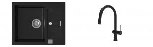 K-StrongSinks S3 Set drez Vardar 615x500mm granit čierna + Batéria Neris čierna