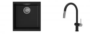 K-StrongSinks S3 Set drez Hron 430x460mm granit čierna + Batéria Neris čierna