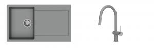 K-StrongSinks S3 Set drez Zala 860x500mm granit šedý + Batéria Neris šedá
