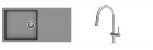 K-StrongSinks S3 Set drez Zala 1000x500mm granit šedý + Batéria Neris nerez