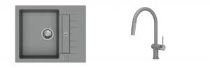 K-StrongSinks S3 Set drez Vardar 615x500mm granit šedý + Batéria Neris šedá
