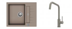 K-StrongSinks S3 Set drez Vardar 615x500mm granit béžový + Batéria Arda béžová