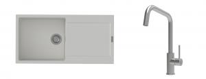 K-StrongSinks S3 Set drez Zala 1000x500mm granit biely + Batéria Arda nerez