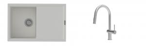 K-StrongSinks S3 Set drez Labe 780x500mm granit biely + Batéria Neris nerez